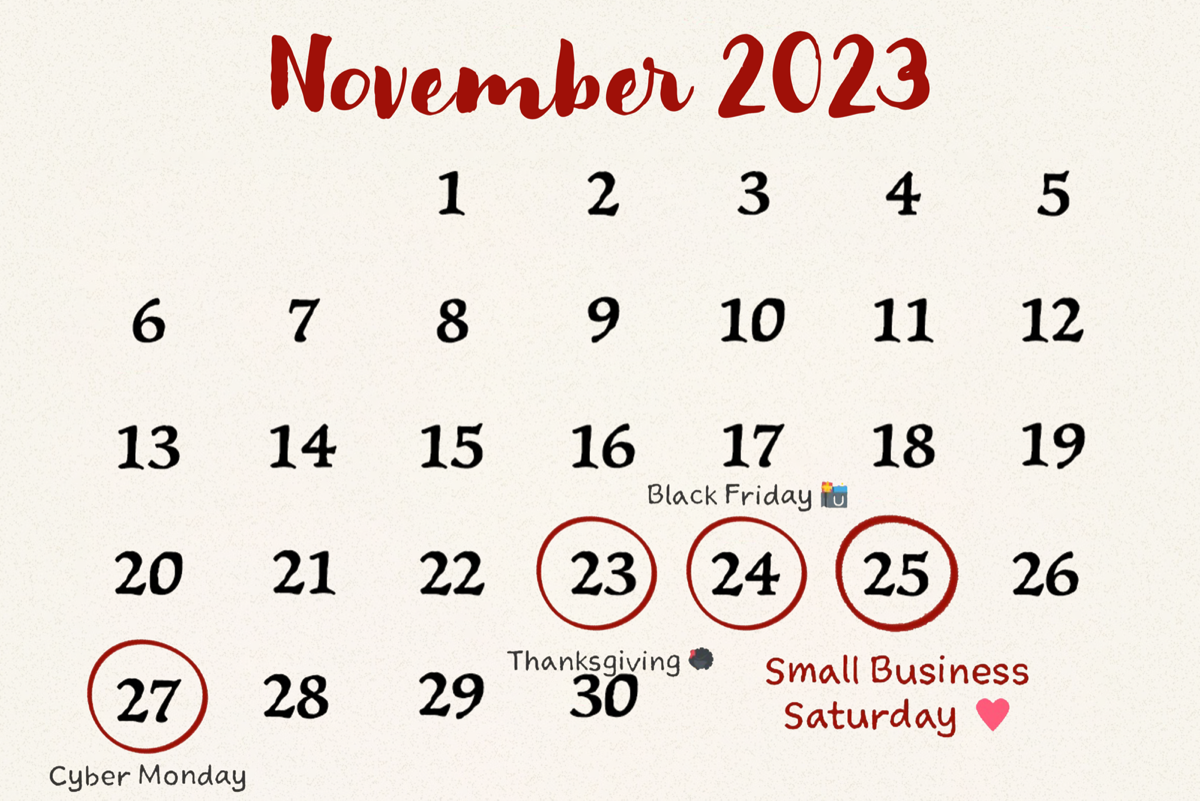 November 2022 marketing calender for small businesses