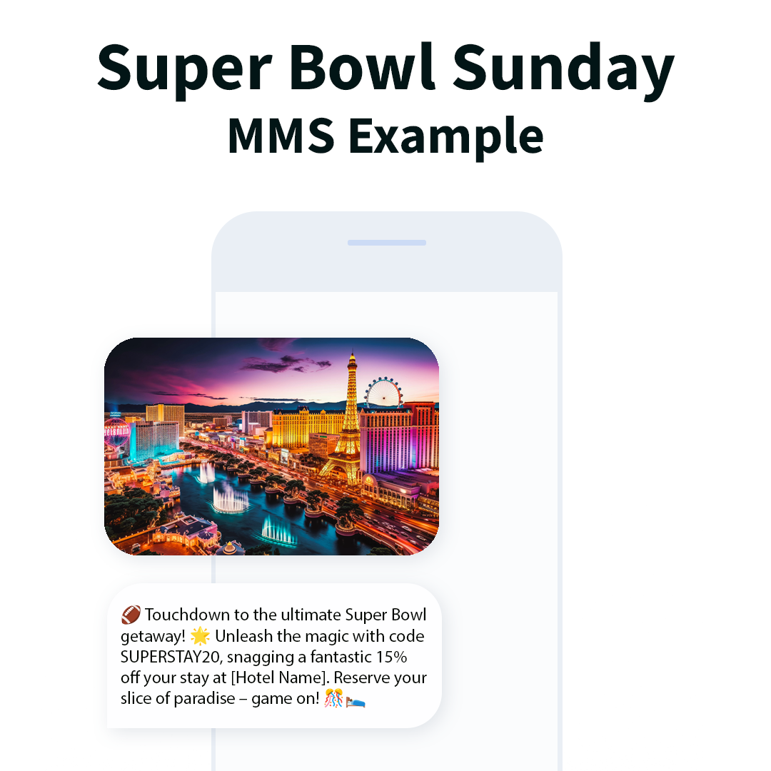 Super Bowl marketing strategy for hotels: image messages - MMS