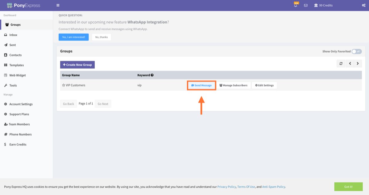 Sending MMS messages in bulk - step 2