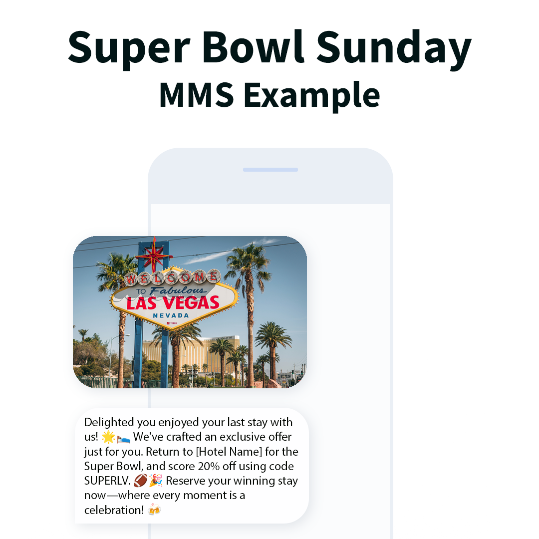 Super Bowl marketing strategy for hotels: image messages - MMS
