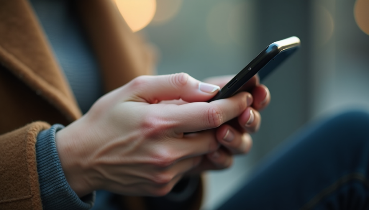 Close-up view of a text conversation on a mobile phone