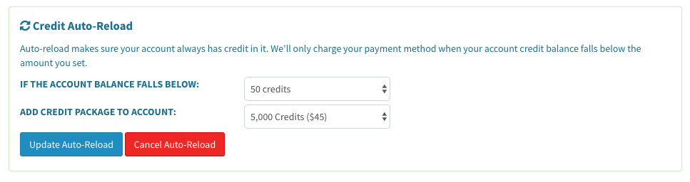 SMS marketing update: Don't run out of credits! Auto-load SMS credits now available